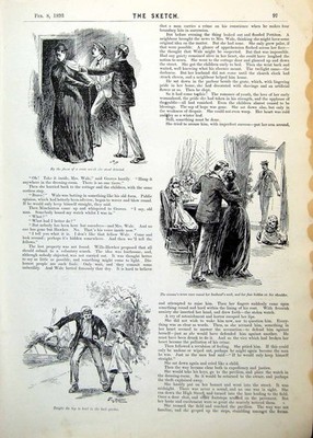 Old Print Novel Illustrations Lady Detected Husband Lad Learns Bowl 1893 19th