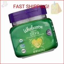 Wholesome Sweeteners Organic Stevia, 6oz Jar, Zero Calorie Sweetener Blend, Keto