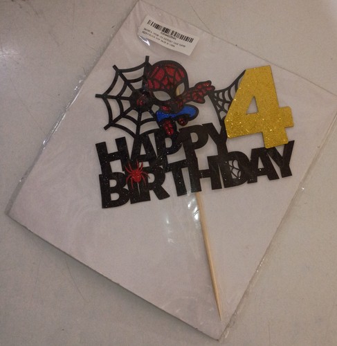 Happy 4th Birthday Spiderman Cake Topper