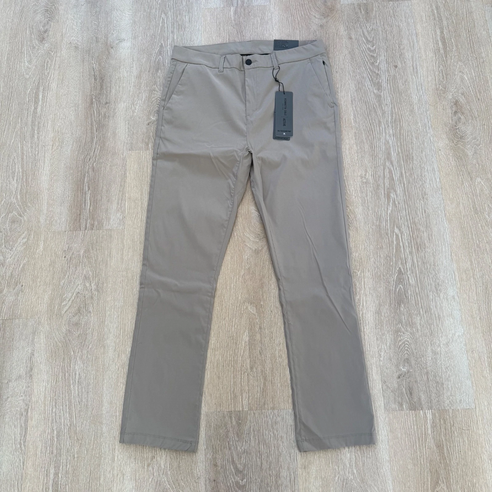 Kenneth Cole Men's Tech Pants Lightweight Stretch DWR Tapered Fit “Gravel”
