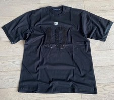 Dolce Gabbana T-Shirt schwarz mit Paillettenverzierung Nilon Einsatz Gr. XXL 52