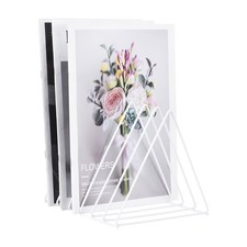 Triangle File Sorter Organizer 6 Slots Metal Magazine Holder for Office White