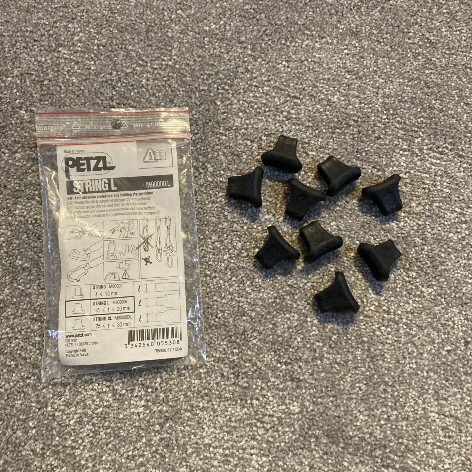 Soporte mosquetón protectores antiabrasión Petzl String-L x 9