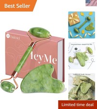 IcyMe Gua Sha  Jade Roller Facial Tools Face Roller and Gua Sha Set for Puff...