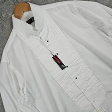 NEW JF J Ferrar Men's Size XL Slim Fit White Tuxedo Shirt French Cuffs FLAWS