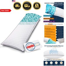 Body Pillow Memory Foam Long Pillow for Adults Sleep Support 20x54 White