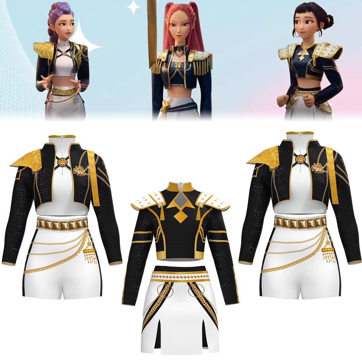 Niños Niñas KPop Cazadores de Demonios Disfraz Rumi Zoey Juegos con disfraces Vestido Elegante Pelucas Trajes