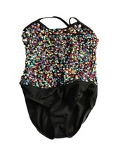 Weissman Girls Sequin Dance Leotard Black Rainbow Child 6 / 6X SC