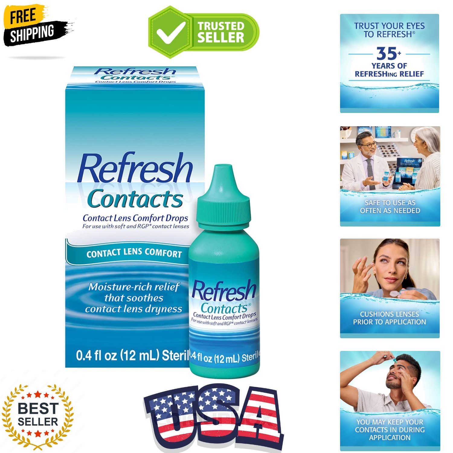 For Dry Eyes, Contact Lens Comfort, 0.4 Fl Oz Sterile