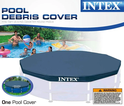 Intex Pool Ladder for 48 Inch Wall Pools & 15' Pool Debris Cover w/ Drain Holes - Picture 10 of 10