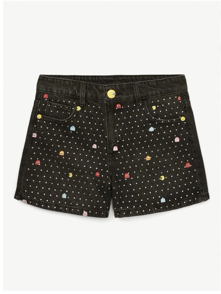 Pantalones Cortos Vaqueros Justice Girl’s Pac-Man Denim Talla 14 Años 80 Embellecidos Nuevos Foto 4 de 4