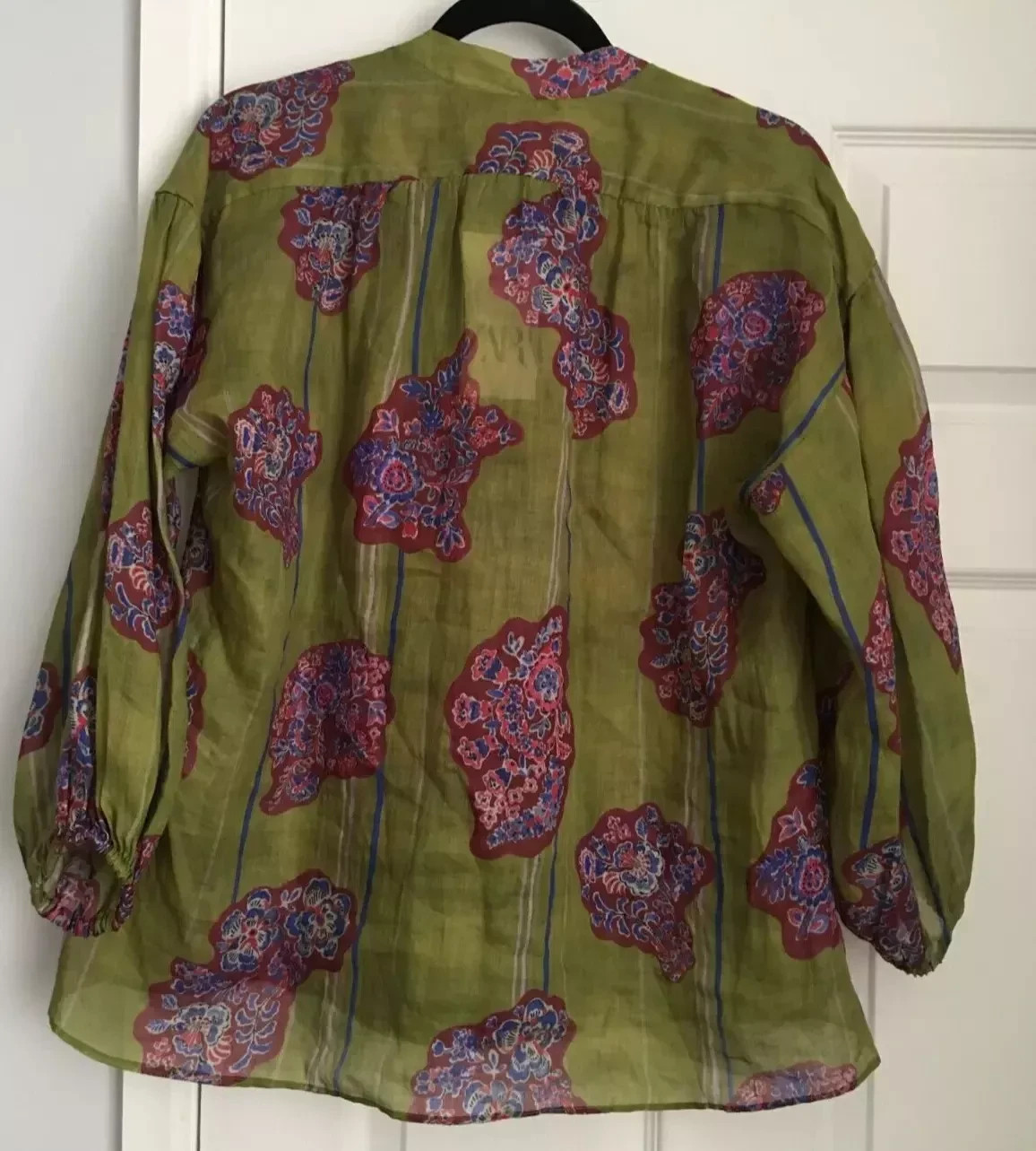 ZARA ZW COLLECTION  OVERSIZE PRINTED RAMIE BLOUSE ~ XSmall image 4