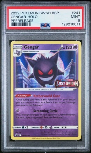 PSA 9 Gengar SWSH241 Lost Origin Prerelease Black Star Promo Pokemon Card