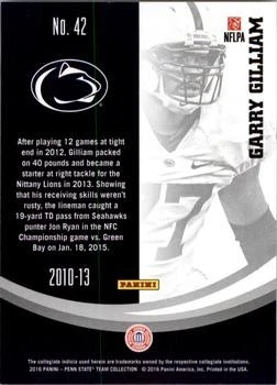 Garry Gilliam 2016 Panini Penn State Nittany Lions - #42 - Image 2 of 2