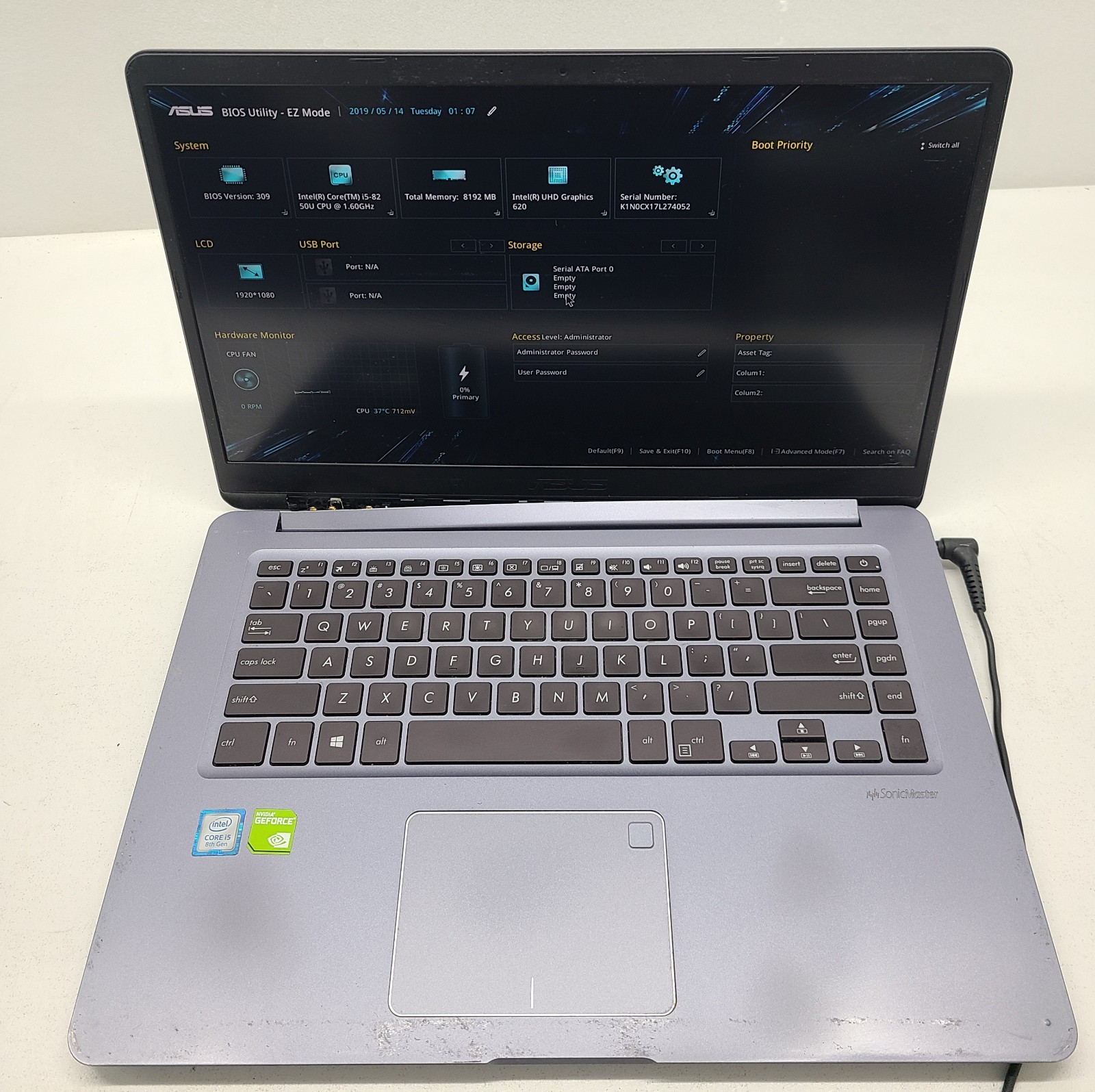 ASUS S510UN-MS52 Laptop INTEL i5-8250U 8GB RAM NO HD/OS (FL)