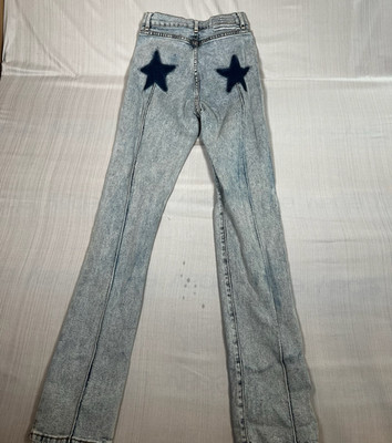 Revice Uptown Rising Star Distressed Light Wash High Rise Mom Jeans SZ 27(A14)