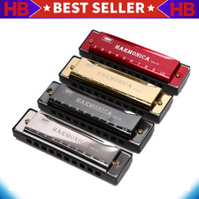 Harmonica Key of C 10 Hole Diatonic Harmonica C with Case for Beginner Students