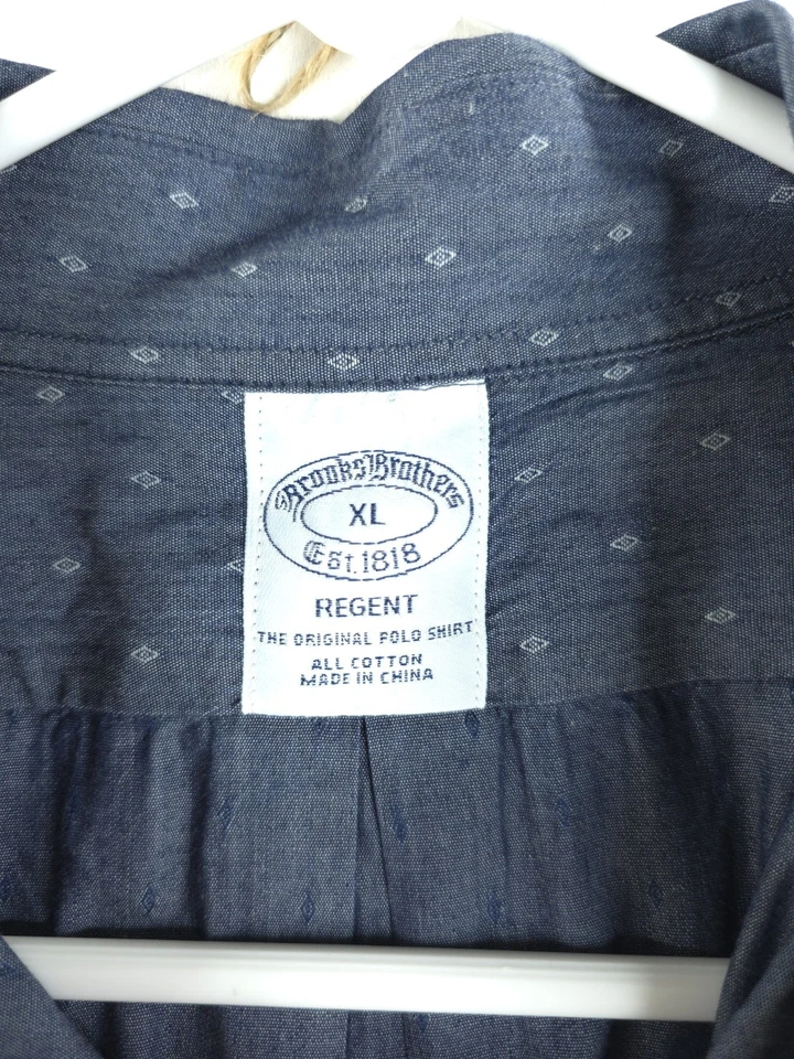 Brooks Brothers Men's REGENT Button Down Shirt XL Blue White Geometric 1818 - Image 4 of 4
