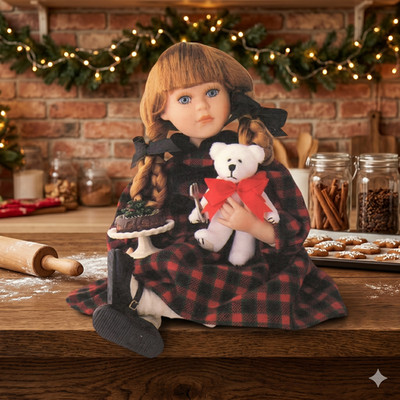 Boyds Yesterdays Child Holly with Holiday 4830 Porcelain Doll Vintage NIB COA