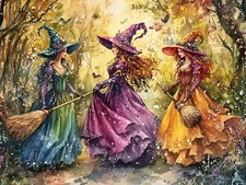 Diamond Art Kits for Adults,Fall Forest Witch 5D Diamond Painting Kits for Begin