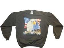 Vintage 90s American Flag Patriotic Bald Eagle Sweatshirt Freedom  Glory Sz L