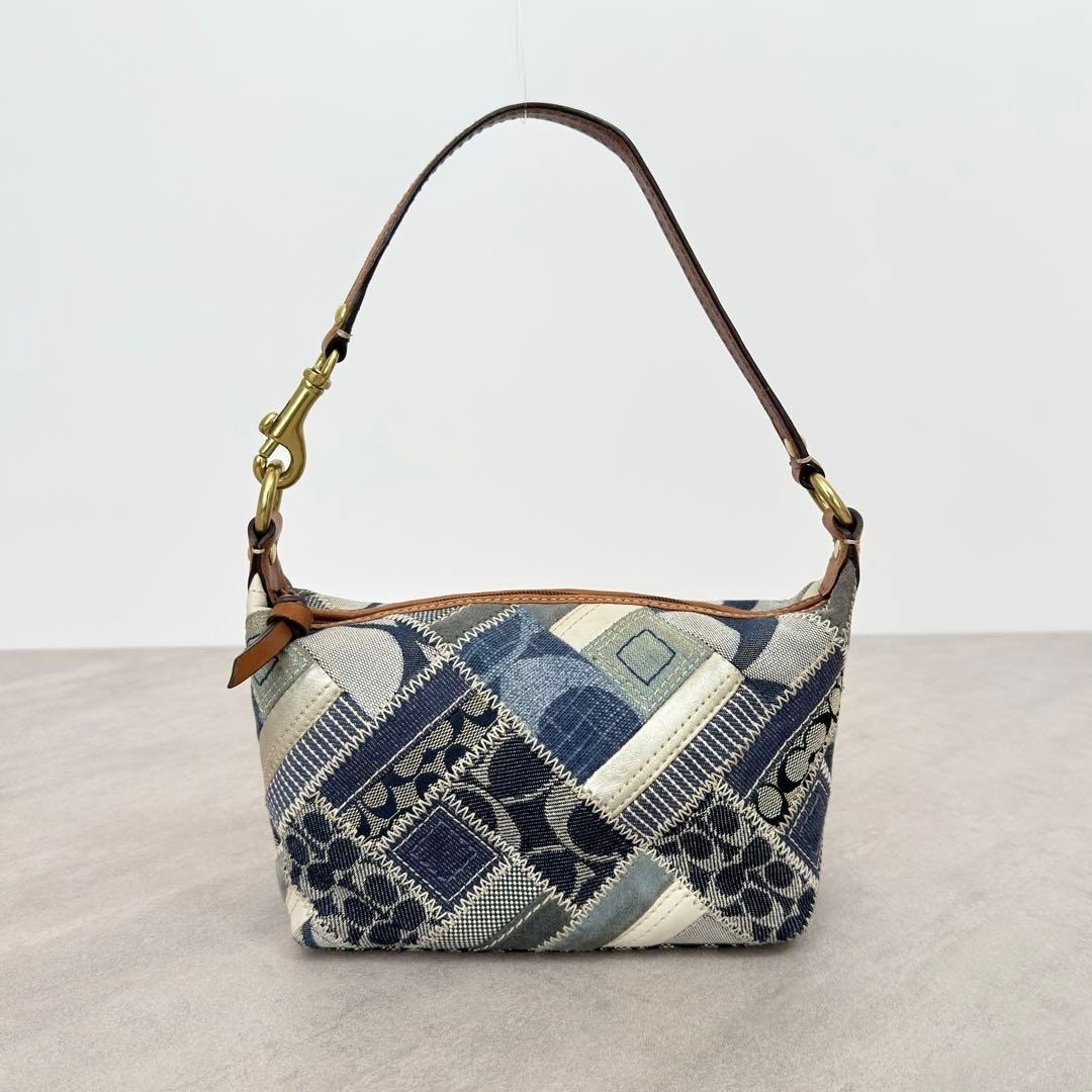 Vintage COACH Denim Patchwork Signature Mini Shoulder… - Gem