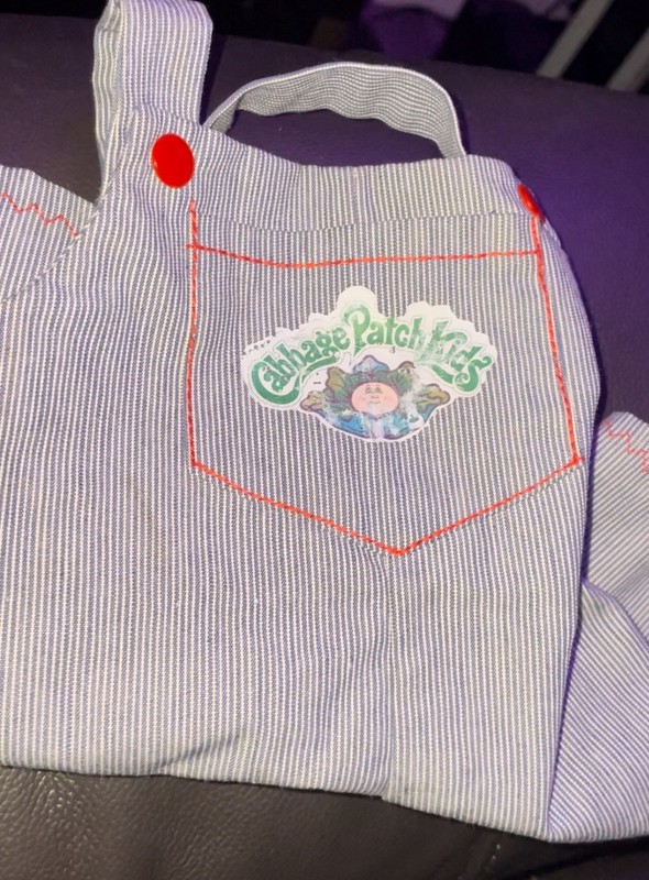 Vintage authentic Cabbage Patch Kid Doll Striped Overalls Outfit  Early 80’s 