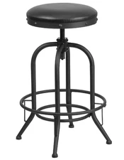 30" Barstool with Swivel Lift Black LeatherSoft Seat. Free Shipping