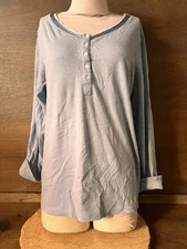 Earth Angels Sleep Shirt Women Size LARGE LONG Sleeve Pullover SOLID HENLEY