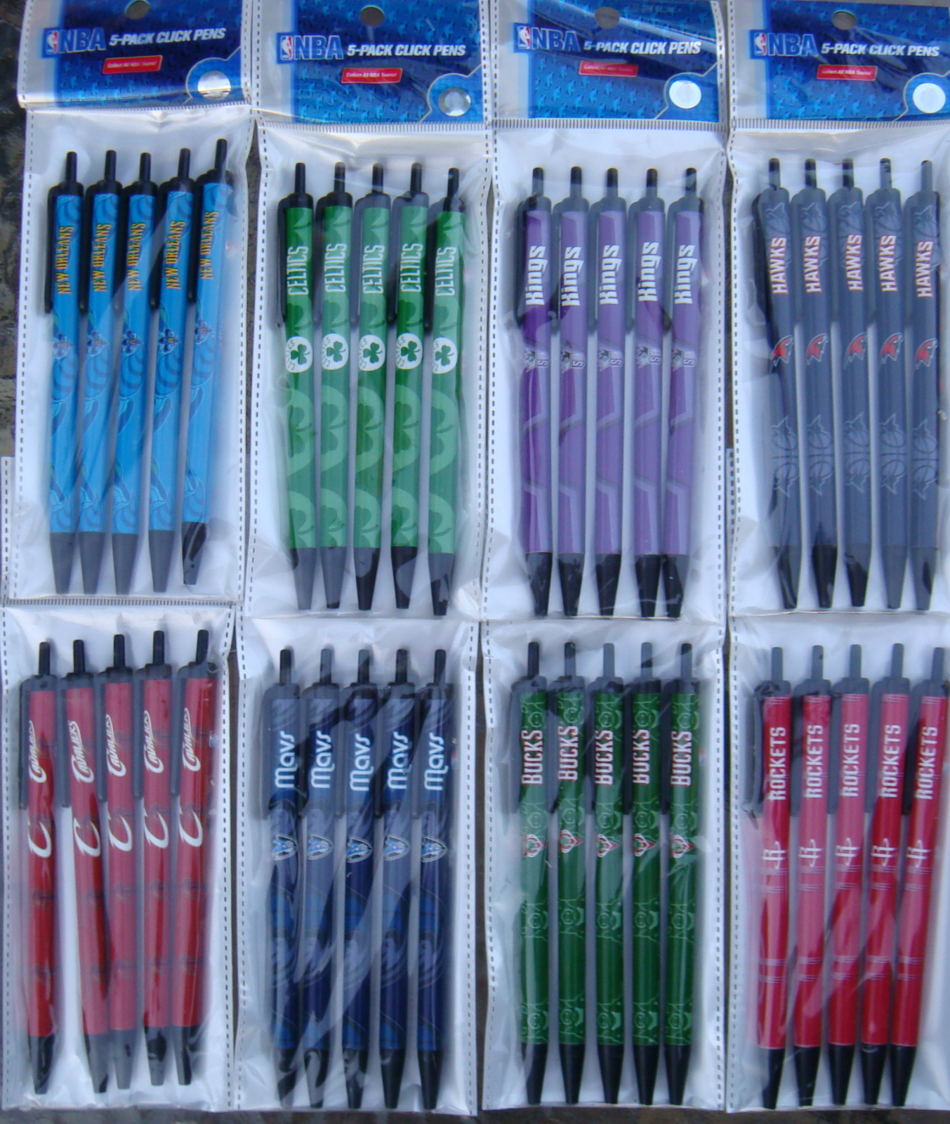 NBA Team Click Pens 5 pack ( All Teams ) Black Ink Official