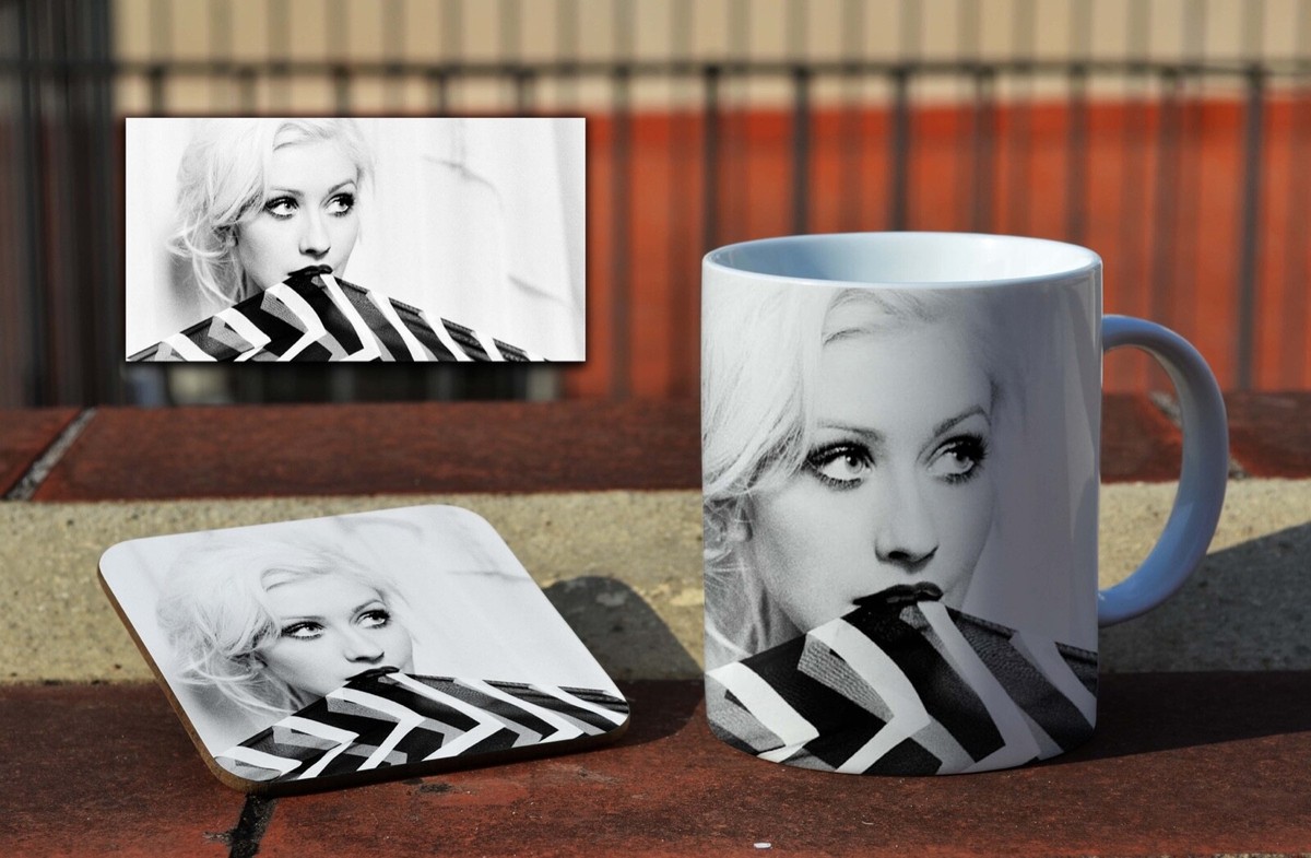 Christina Aguilera Tasse & Untersetzer Set – Keramik 325 Ml Mit Holz-Untersetzer, Spülmaschinenfest