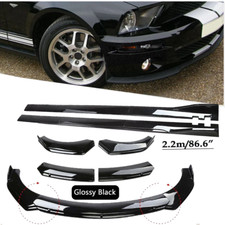 Front Bumper Lip Spoiler Splitter For Ford 05-09 Mustang Glossy Black Side Skirt