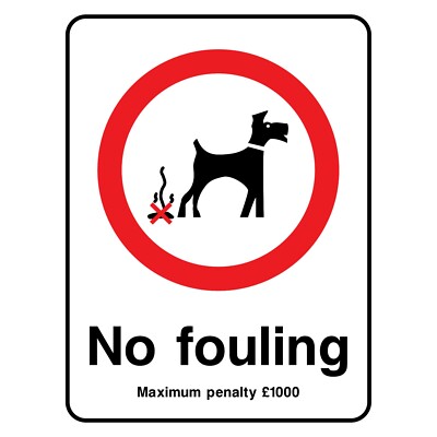 No Fouling Penalty £1000 Schild oder Aufkleber | PARK0004