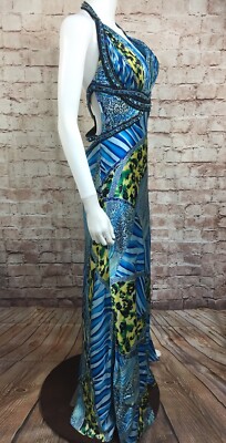 blue cheetah print prom dress Zapakasa Women Sparkly Kahki Leopard Mermaid Long Prom Dress with Slit  Sequins Spaghetti Straps Lace Up Back Holiday Party Dress main image 0