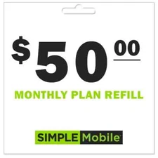 $50 SIMPLE MOBILE | FAST AND DIRECT REFILL