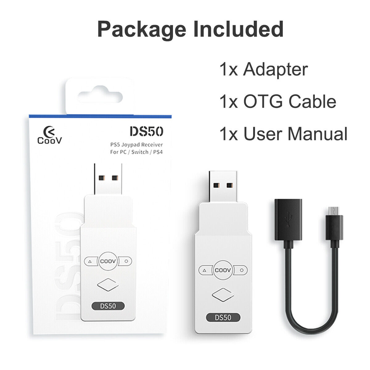 USB Wireless BT5.0 Adapter For PS5/PS4/PS3/XboxOne S/Switch Pro Game Controller PC USB Receiver Console Converter Adapter