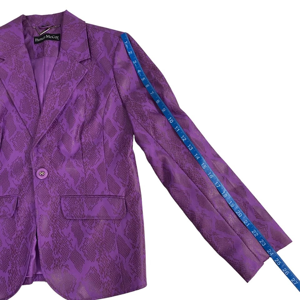 Blazer Pamela McCoy Mujer Pequeño Púrpura Chaqueta Piel de Serpiente Oficina Fiesta Informal Foto 4 de 4
