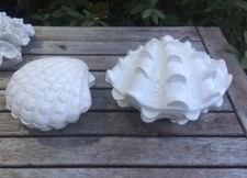 New Gisela Graham White Glazed Ceramic Nautical Clam & Oyster Sheel Trinket Pots