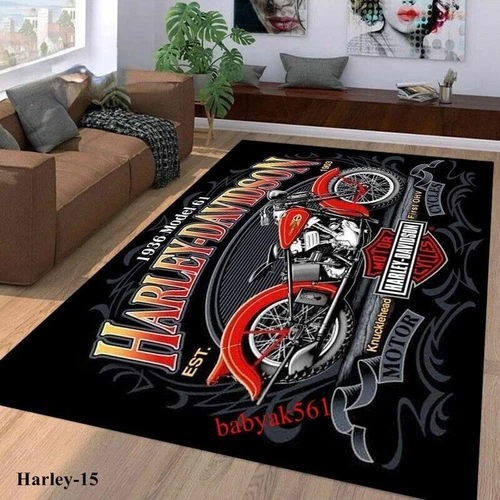 2026 Retro Motorrad Harley SKUll Racing Teppich Fußmatte Wohnzimmer Schlafzimmer - Bild 21 von 35