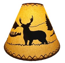 Rustic Oiled Kraft Lamp Shade with Deer Design - 18"