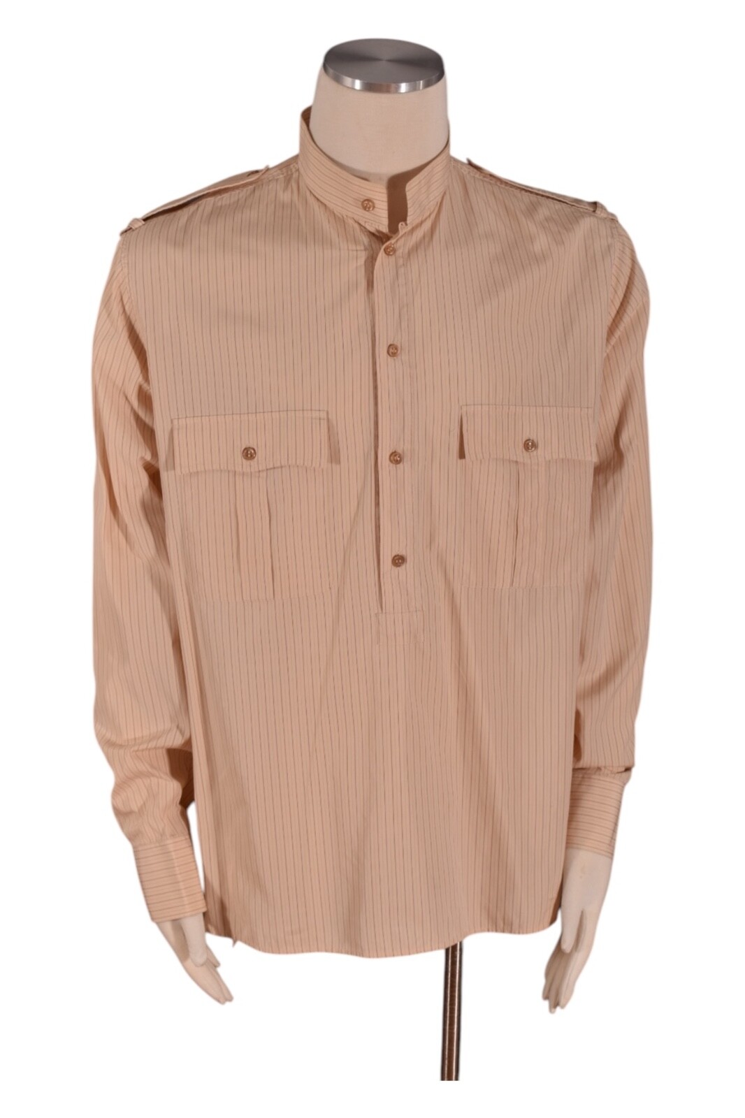 Camicia uomo Saint Laurent collo mandarino cotone a righe mezzo bottone taglia 42 16 5
