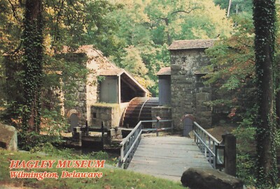 Postcard DE Hagley Museum Water Wheel EI Dupont Powder Plant Brandywine Industry