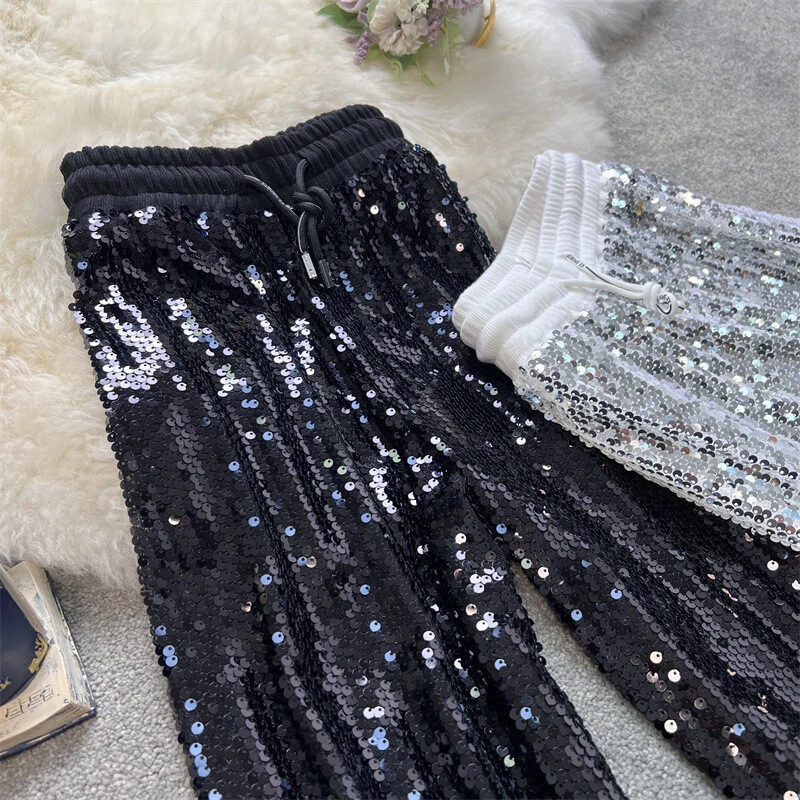 Elastic sequin pants - Women