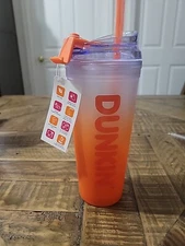 Dunkin' Summer 2024 Orange Ombre Double Wall Acrylic Insulated 24oz Tumbler