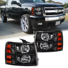 2PCS Front Lamps Headlights Assembly For 2007-2014 Chevy Silverado 2500 2500HD