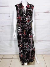Torrid Womens Maxi Shirt Dress Size 4 Black Floral Button Up Belted Sleeveless