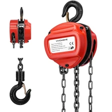 Chain Hoist 1 Ton 10ft 2200Lbs Heavy Duty Pulley Hoist w/ G80 Manganese Steel 