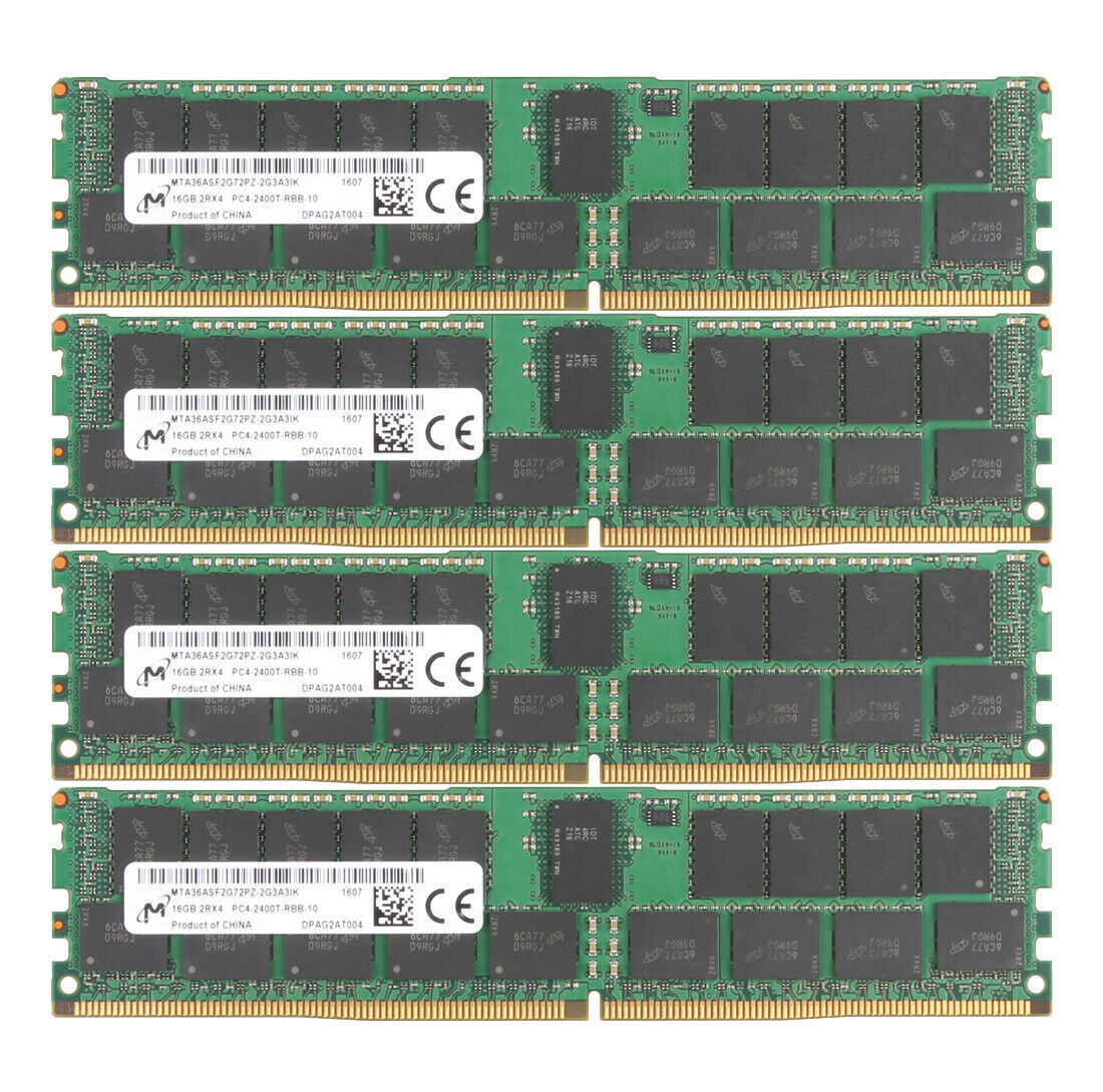Micron 4x 16GB PC4-2400T-RBB-10 2RX4 DDR4 2400Mhz Memory RAM REG