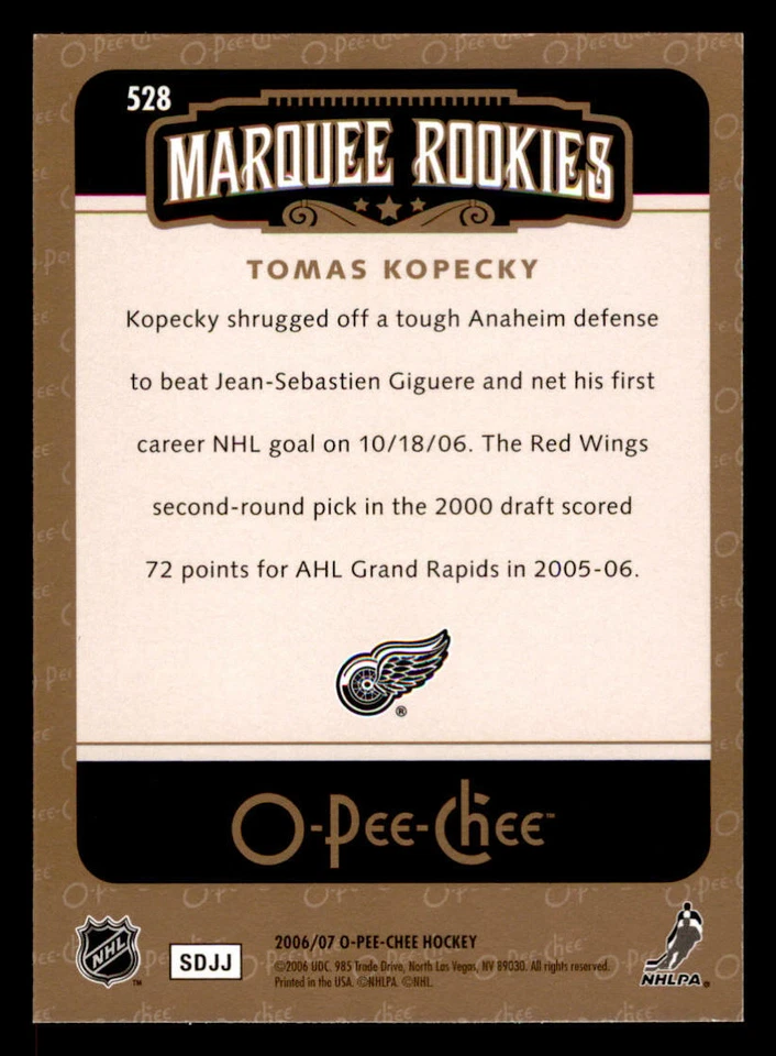 2006-07 O-Pee-Chee #528 Tomas Kopecky RC (ref 228546) - Image 2 of 2