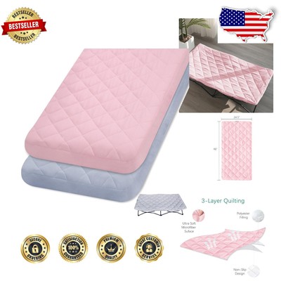 Joovy Travel Cot Sheets, 2 Pack - Soft Microfiber Quilted Cover in Pink & Grey